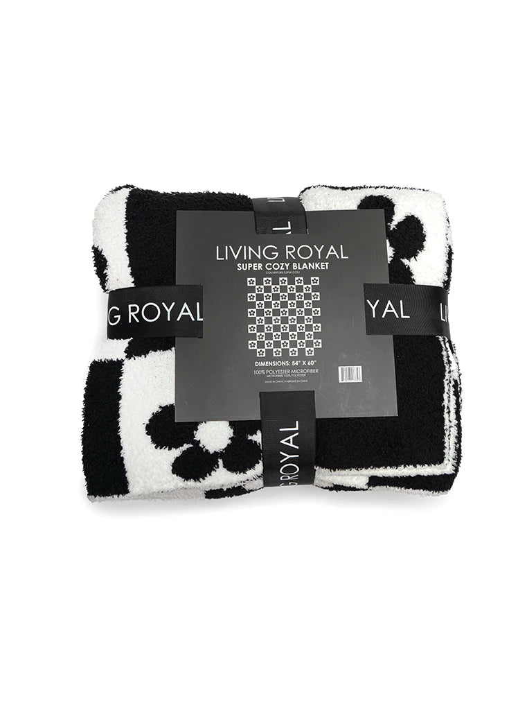 Living Royal Daisy Black and White Checker Blanket