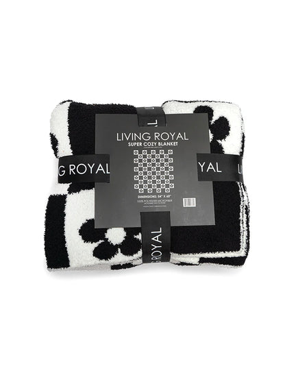Living Royal Daisy Black and White Checker Blanket