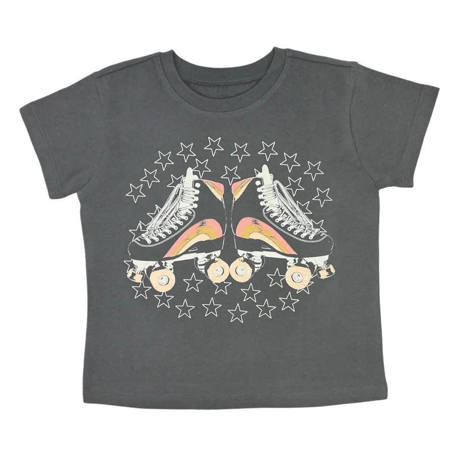 Good Times Roll Boxy Tee in Mineral Coal