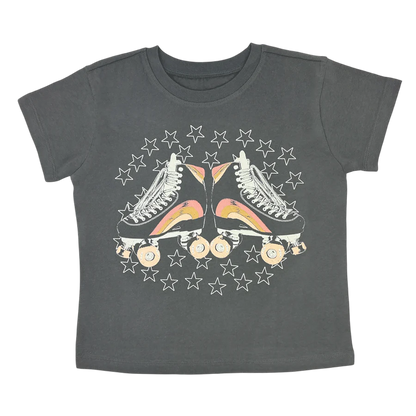Good Times Roll Boxy Tee in Mineral Coal
