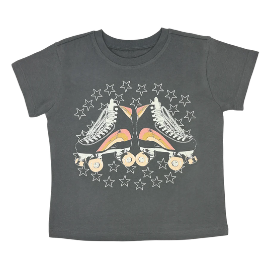 Good Times Roll Boxy Tee in Mineral Coal