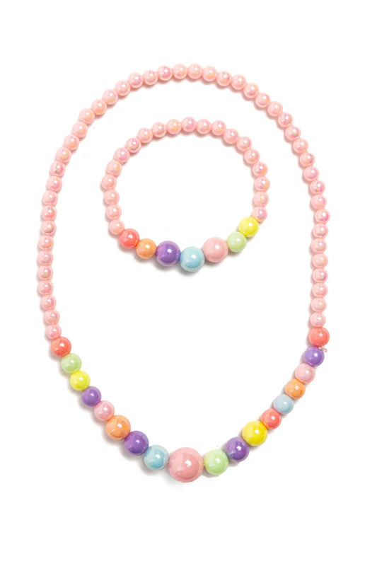 Pearly Pastel Necklace & Bracelet Set, 2pc