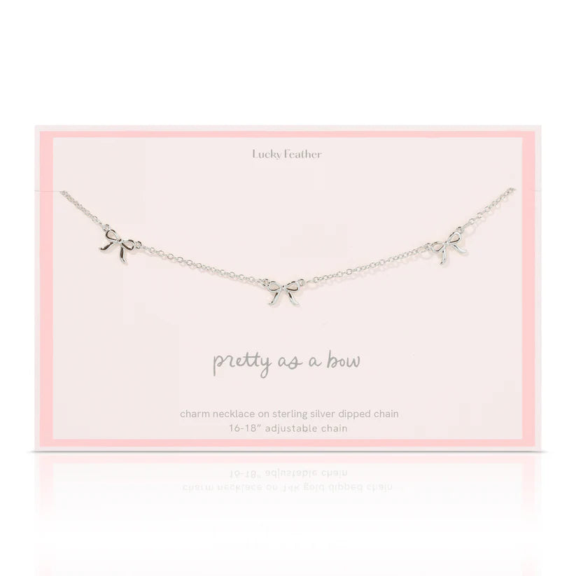 Silver Beautiful Bow Trio Charm Necklace