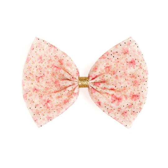 Ditsy Floral Tulle Bow Clip