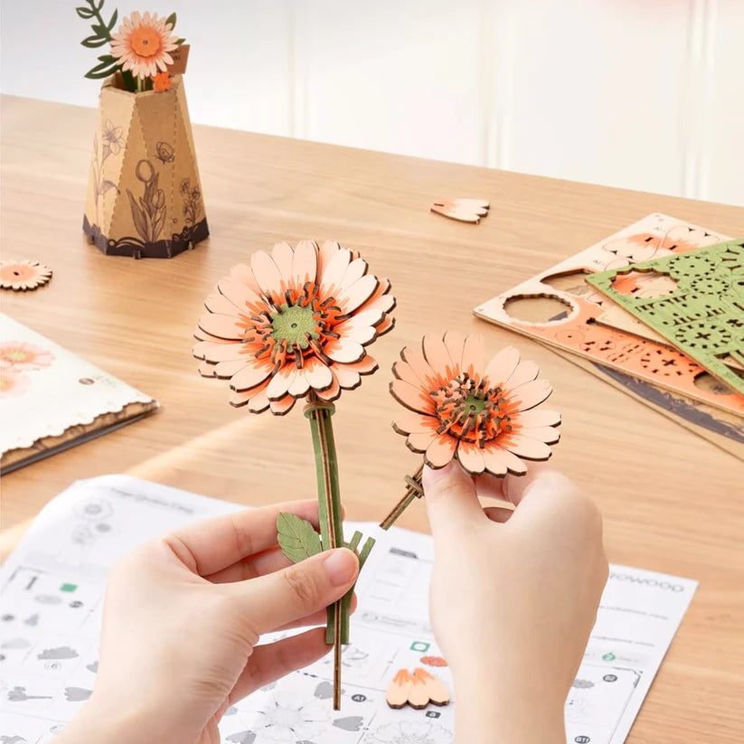 Wood Flower Orange Gerbera Daisy