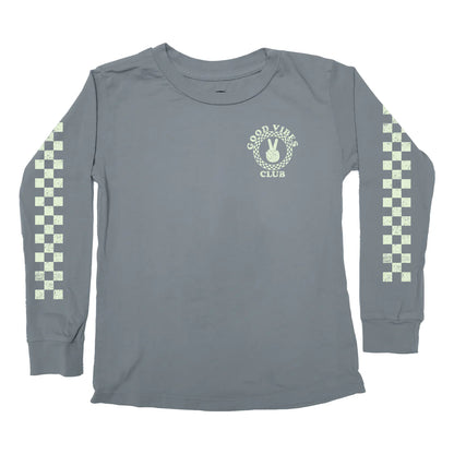 Good Vibes Club Long Sleeve Tee in Faded Navy