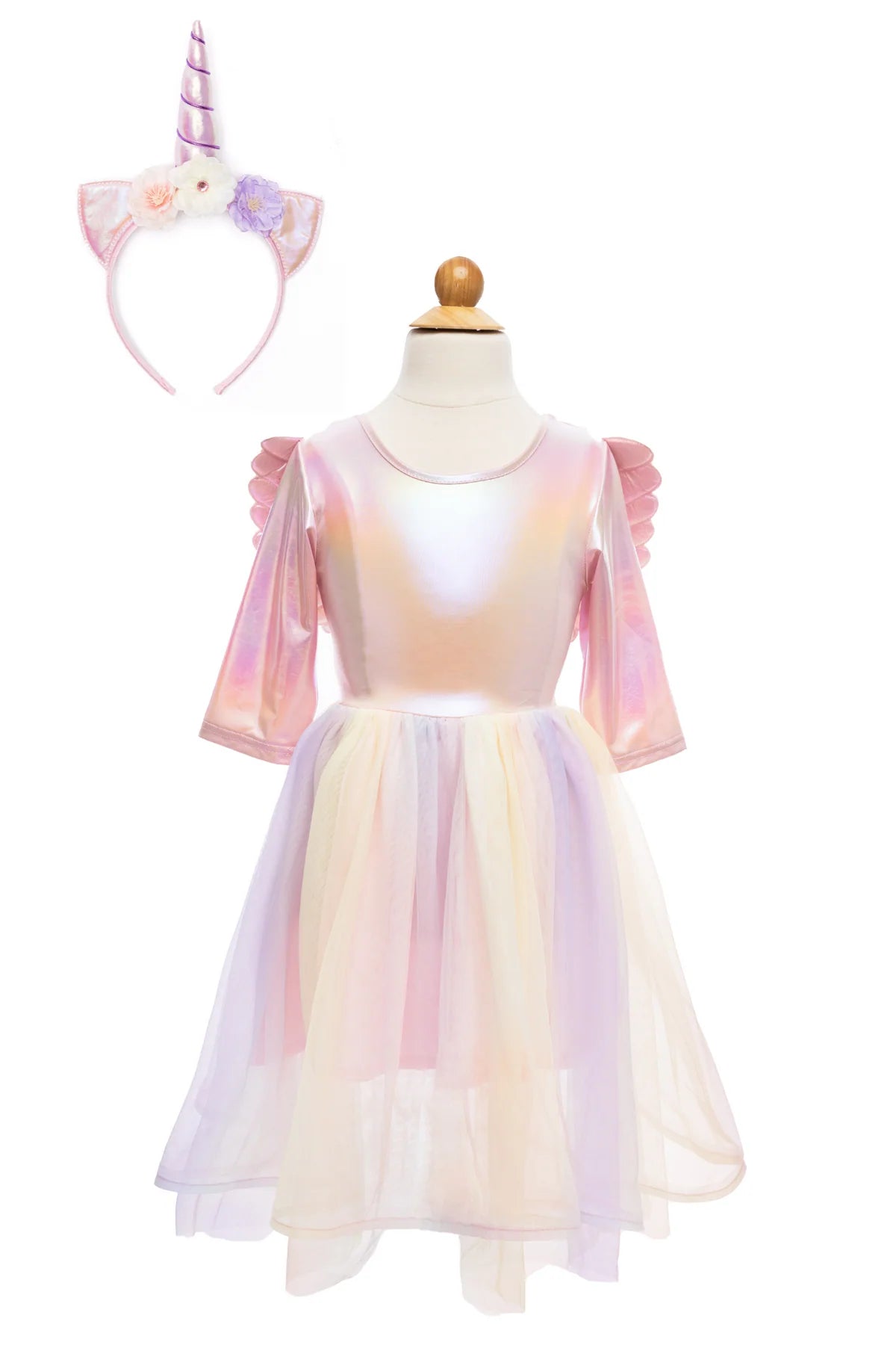 Alicorn Dress with Wings & Headband, White, Size 5