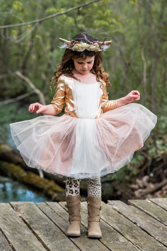 Woodland Deer Dress with Headpiece, Size 3-4