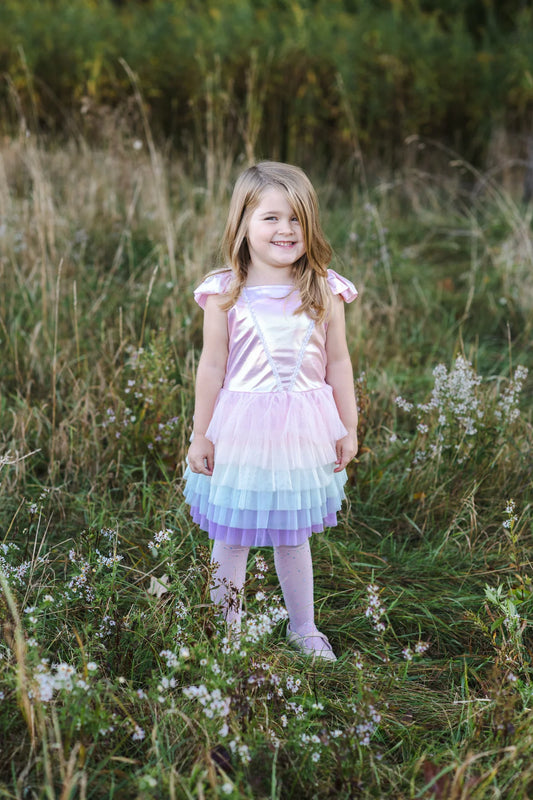 Rainbow Ruffle Tutu Dress, Pink/Multi, Size 5-6