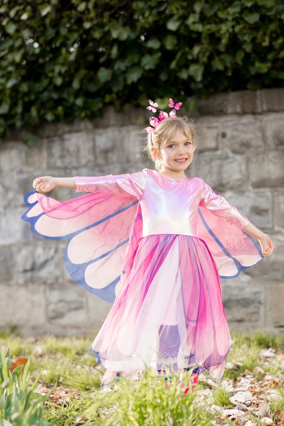 Butterfly Twirl Dress with Wings, Pink, Size 3-4