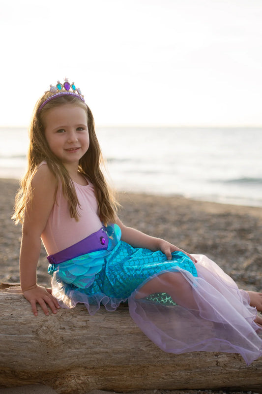 Mermaid Glimmer Skirt w/Tiara, Lilac/Blue, Size 5