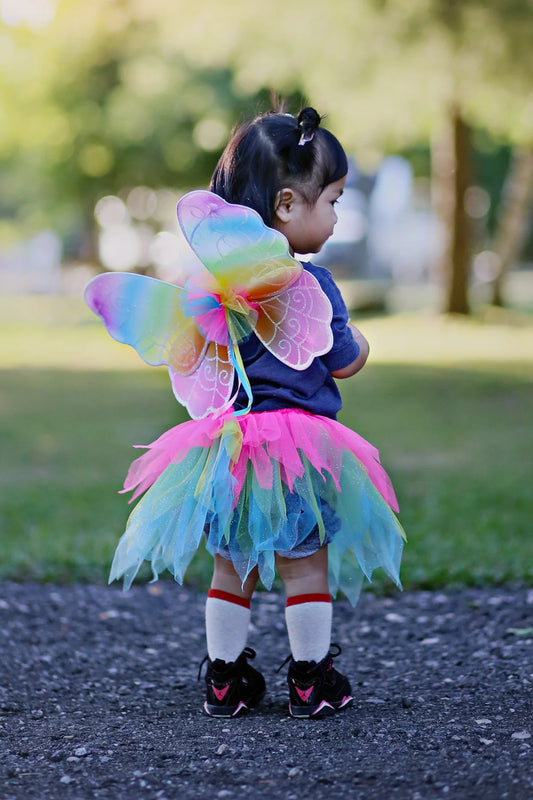 Neon Rainbow Tutu With Wings & Wand Size 4-6
