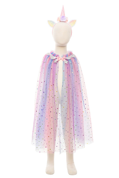 Rainbow Unicorn Cape & Headband, Multi, Size 4-6