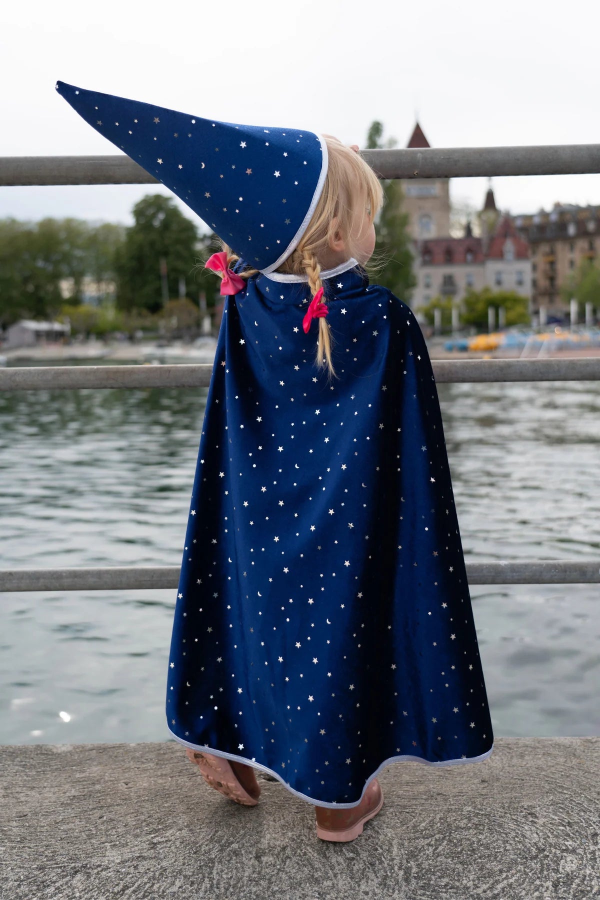 Sparkle Wizard Cape & Hat, Blue/Silver, Size 4-6