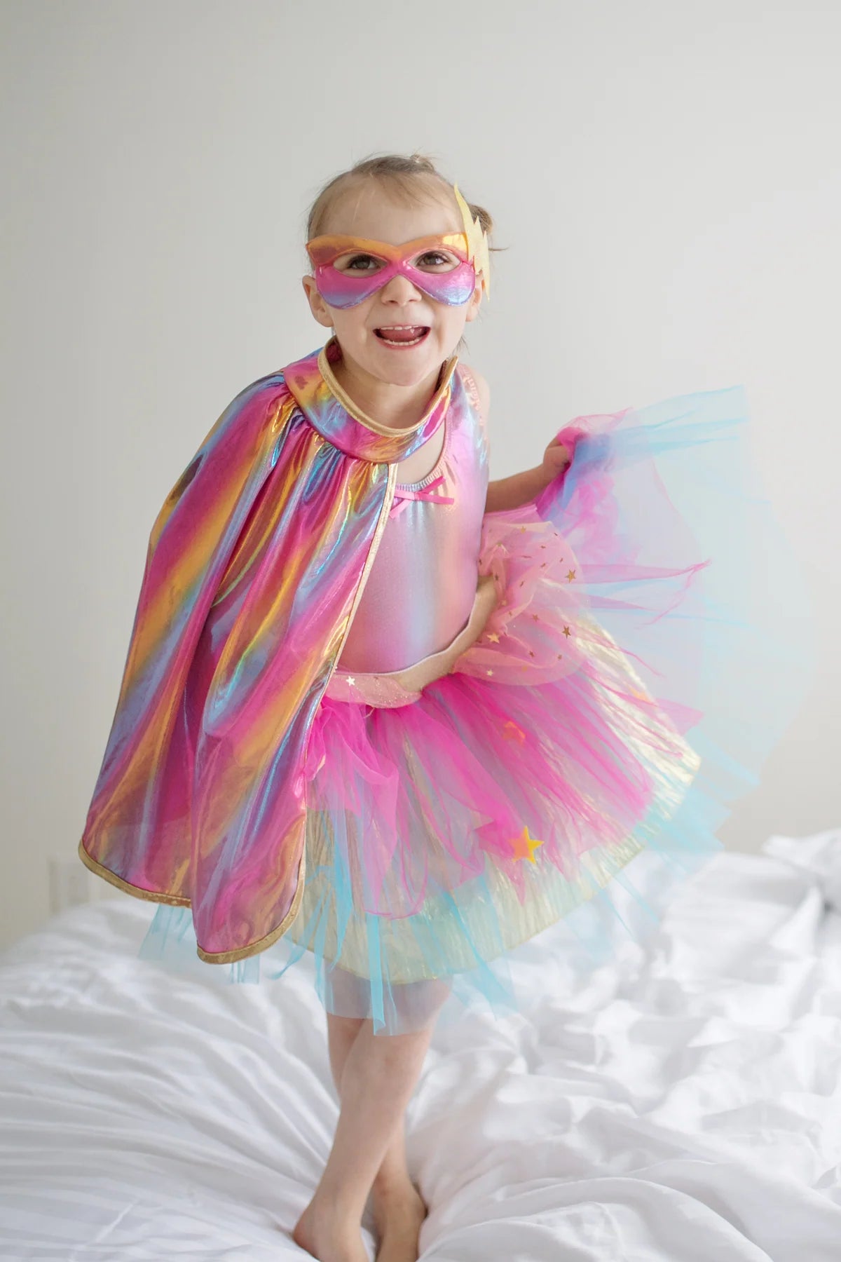 Super-Duper Tutu/Cape/Mask, Pink/Gold, Size 4-6