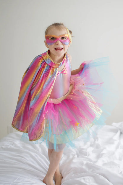 Super-Duper Tutu/Cape/Mask, Pink/Gold, Size 4-6