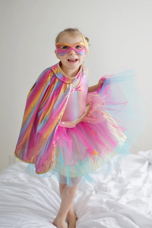 Super-Duper Tutu/Cape/Mask, Pink/Gold, Size 4-6