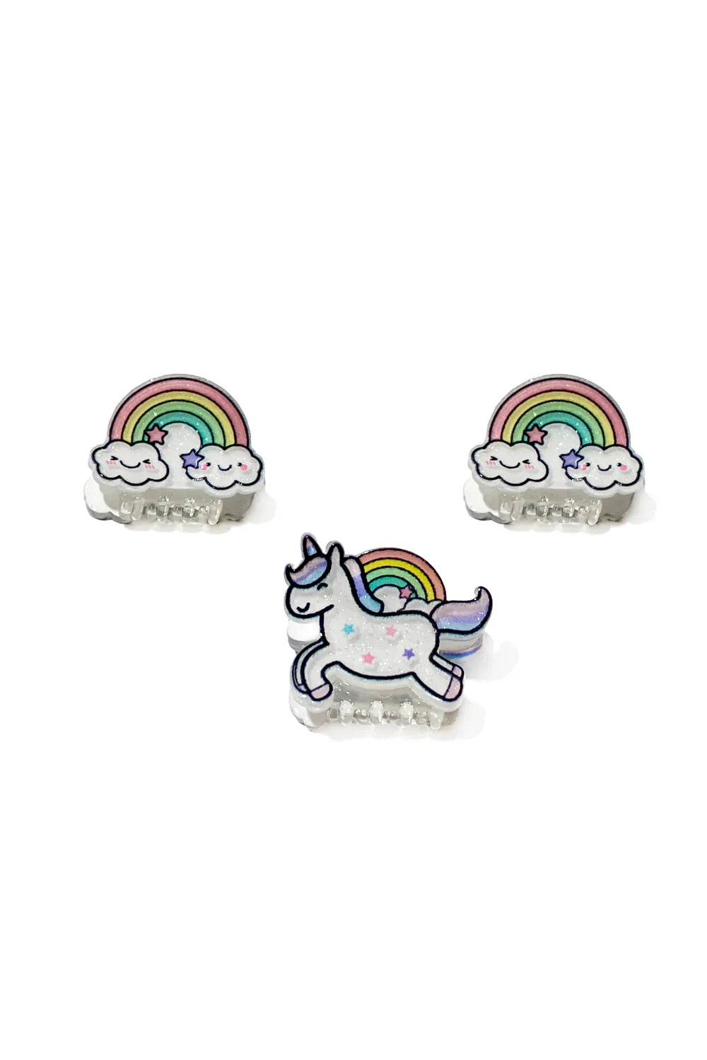 Unicorn Rainbow Mini Hair Clips, 3pcs