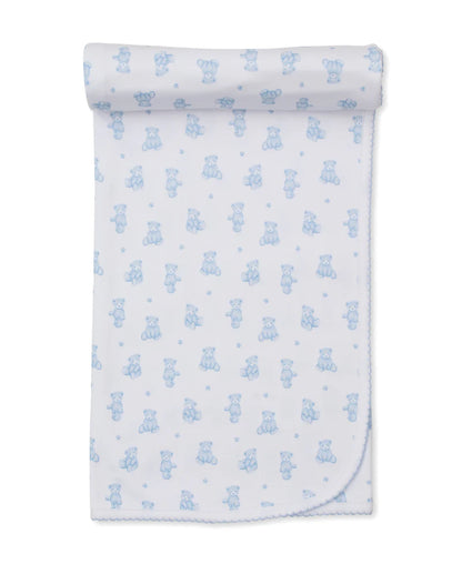 Teddy Bear Time Blue Blanket