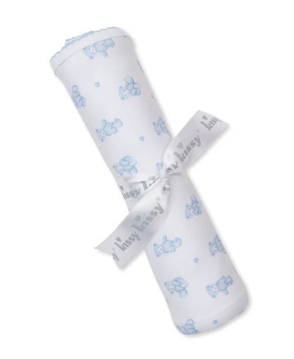 Teddy Bear Time Blue Blanket