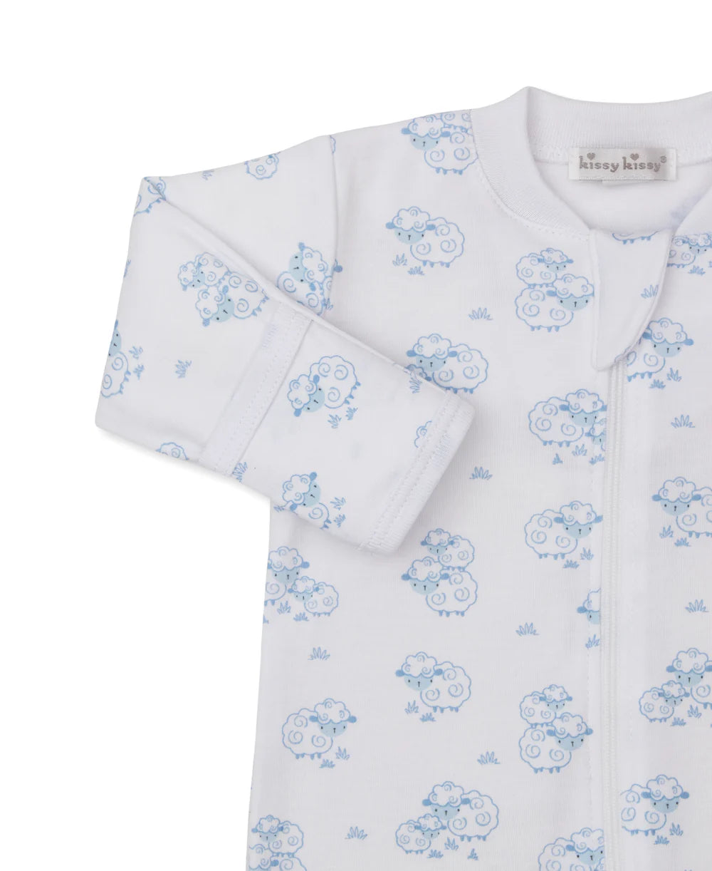 Sweet Sheep Blue Zip Footie