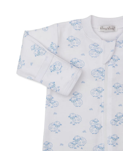 Sweet Sheep Blue Zip Footie