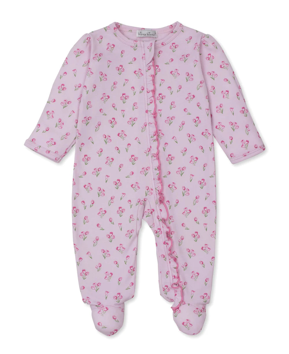 Timeless Tulips Pink Zip Footie