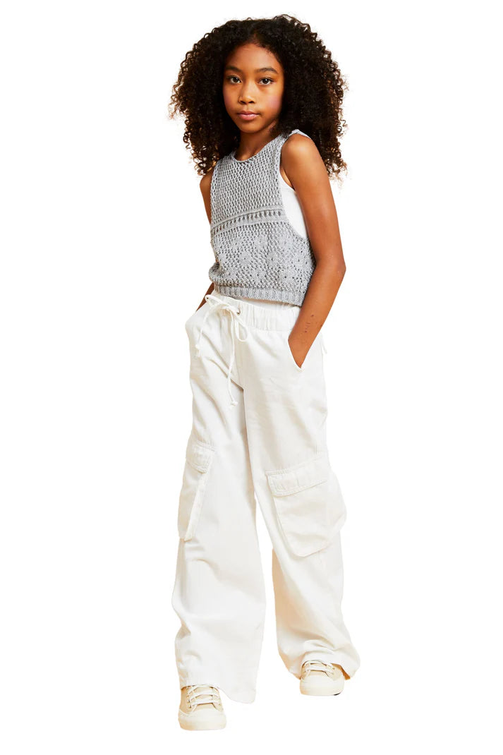 Cargo Pocket Wide Leg in Light Indigo