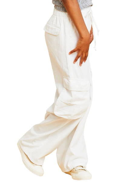 Cargo Pocket Wide Leg in Light Indigo