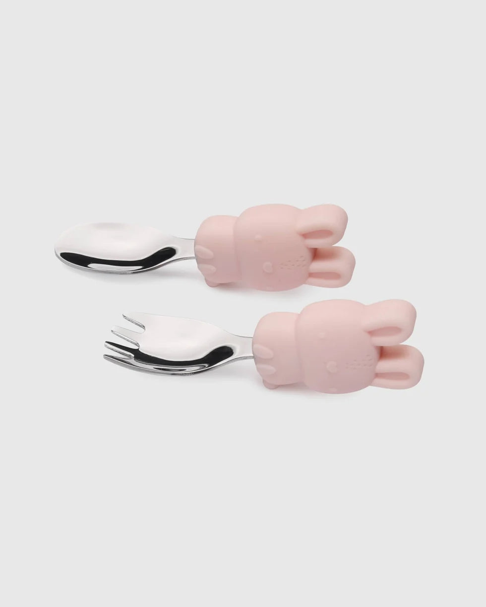 Born to be Wild Learning Spoon/Fork Set - Bunny