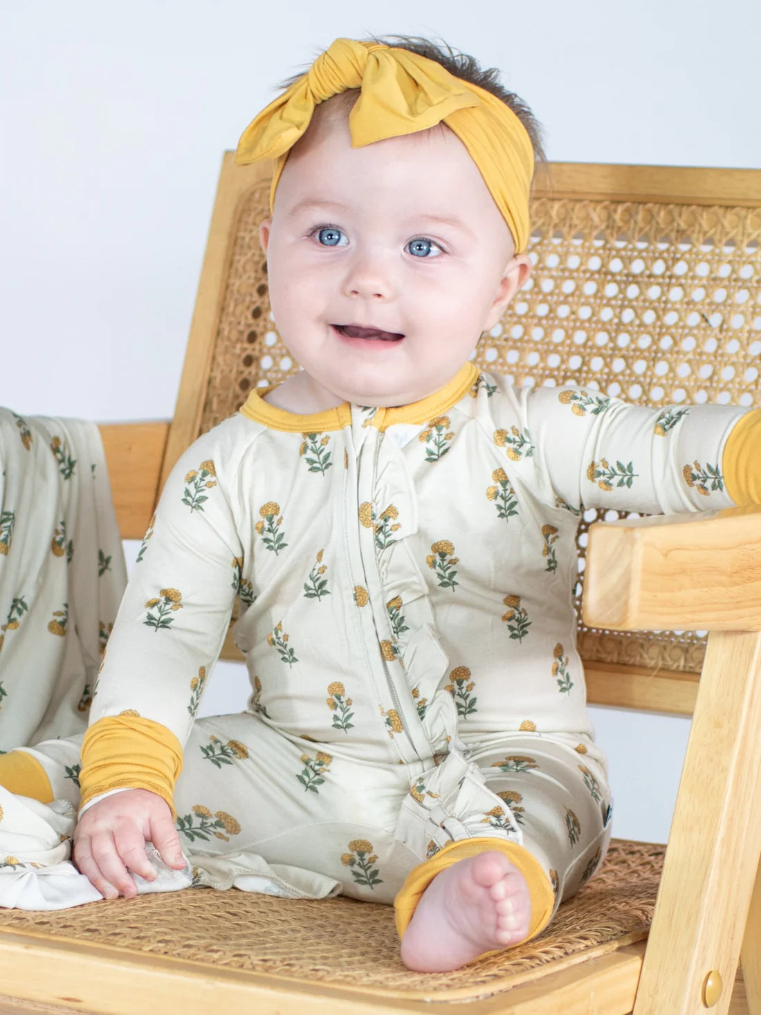 Convertible Zipper PJs- Marigold Block Print
