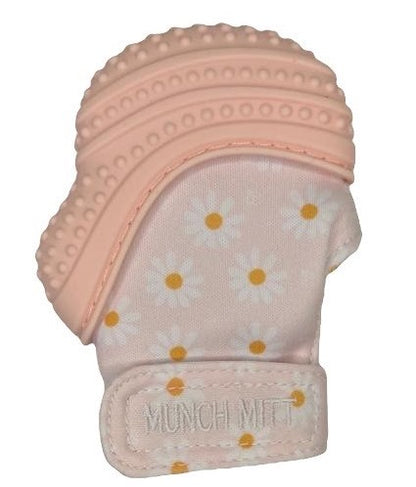 Munch Minis - Teething & Anti-scratch Mitts - Pink Daisies