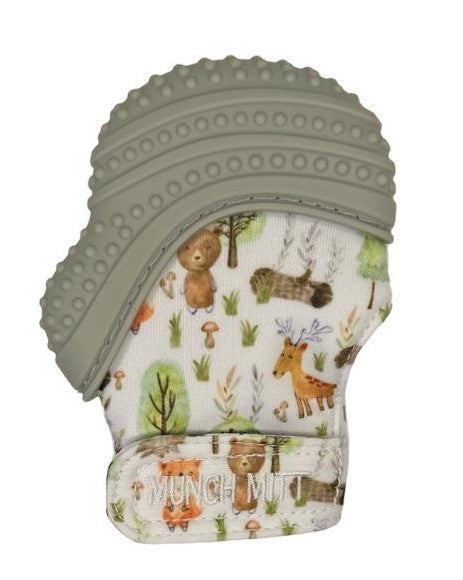 Munch Minis - Teething & Anti-scratch Mitts - Grey Woodland