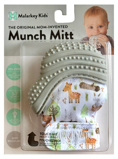 Munch Minis - Teething & Anti-scratch Mitts - Grey Woodland