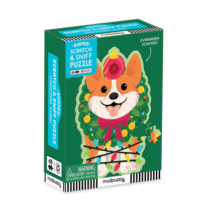 Christmas Corgi 48 Piece Scratch Sniff Shaped Puzzle