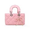 Quilted Rectangle Bow Charm Handbag