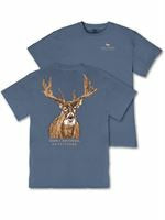 SS Short Sleeve Mineral Wash Deer on Overcast Blue