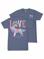 SS Short Sleeve Dog Love Tee on Denim Blue