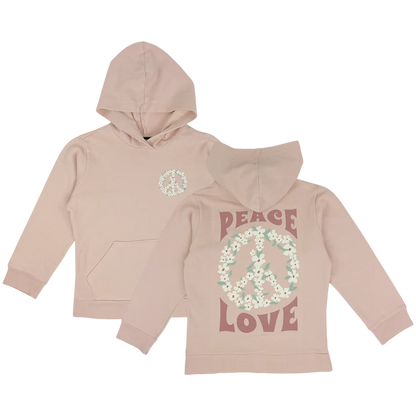 Peace And Love Hoodie in Faded Pink