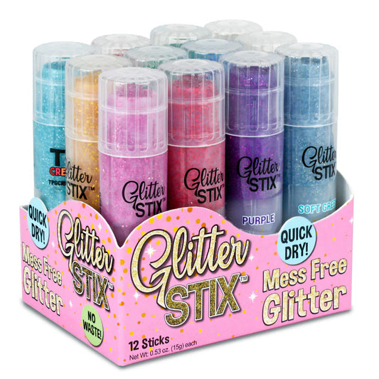 Glitter Stix, Mess Free Glitter, Set of 12 Colors