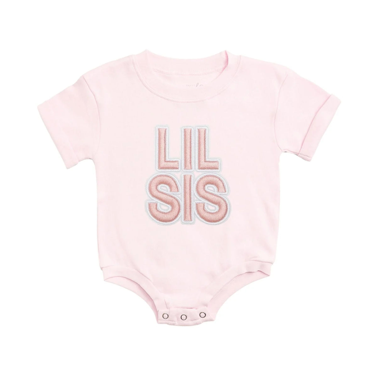 Lil Sis Embroidered Patch SS Romper