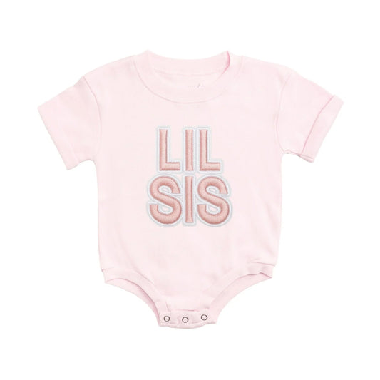Lil Sis Embroidered Patch SS Romper