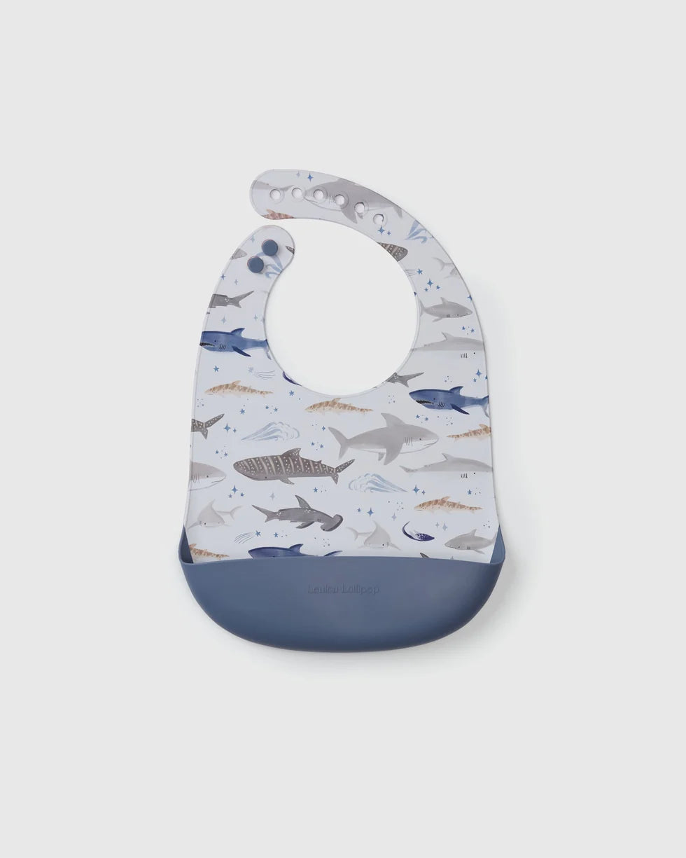Silicone Bib Printed - Sharks