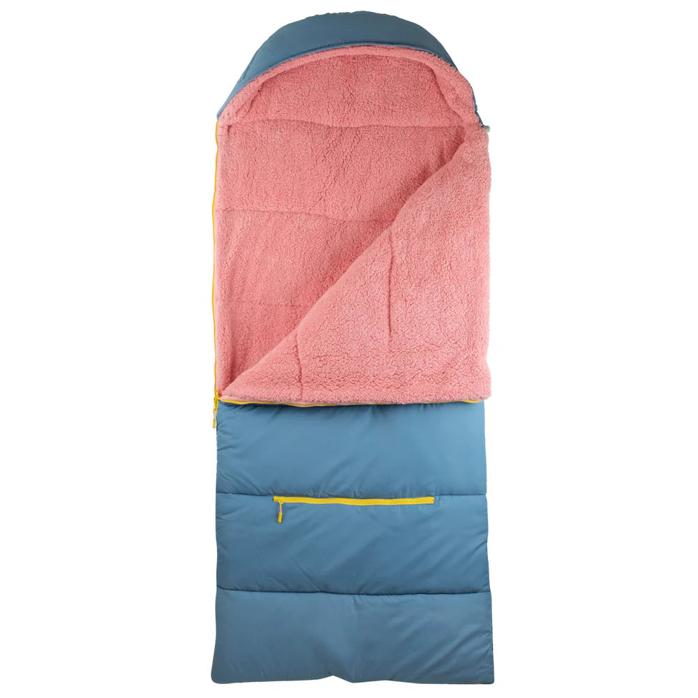 Packable Sleeping Bag - Hudson Blue/Cherry Pink Sherpa