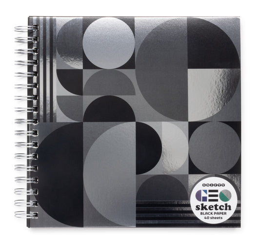 Geo Sketch Metallic Notebook with Black Paper