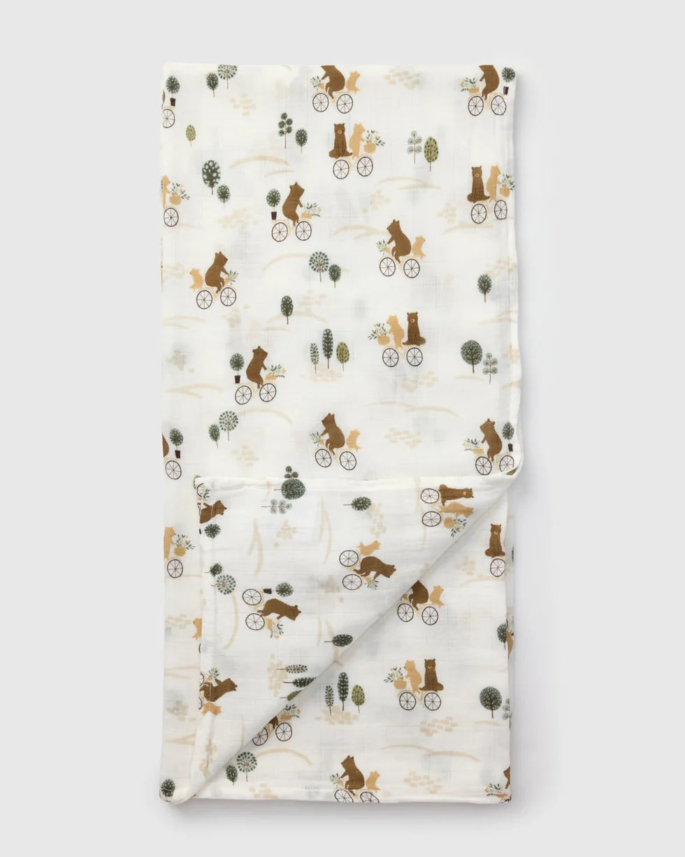 Muslin Swaddle - Bears on Bikes