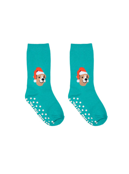 Santa Puppy 3D Kids Crew Sock