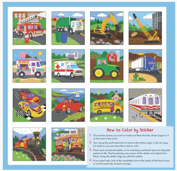 My First Color-By-Sticker Book -- Cars, Trucks, & Trains
