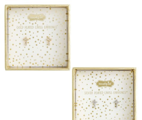 Silver Cross Stud Earrings