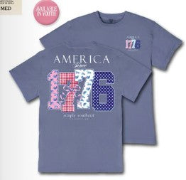 SS Short Sleeve 1776 on Mineral Wash Blue